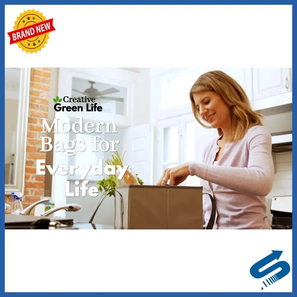 Heavy Duty Reusable Grocery Bags 3 Pack Box Shape Stands Up